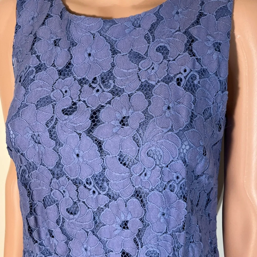 AB studio 8 blue lace dress Knee Length Back Zipper Nylon Sleevel Floral Designs